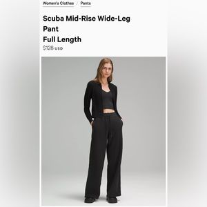 Lululemon mid rise wide leg scuba pants